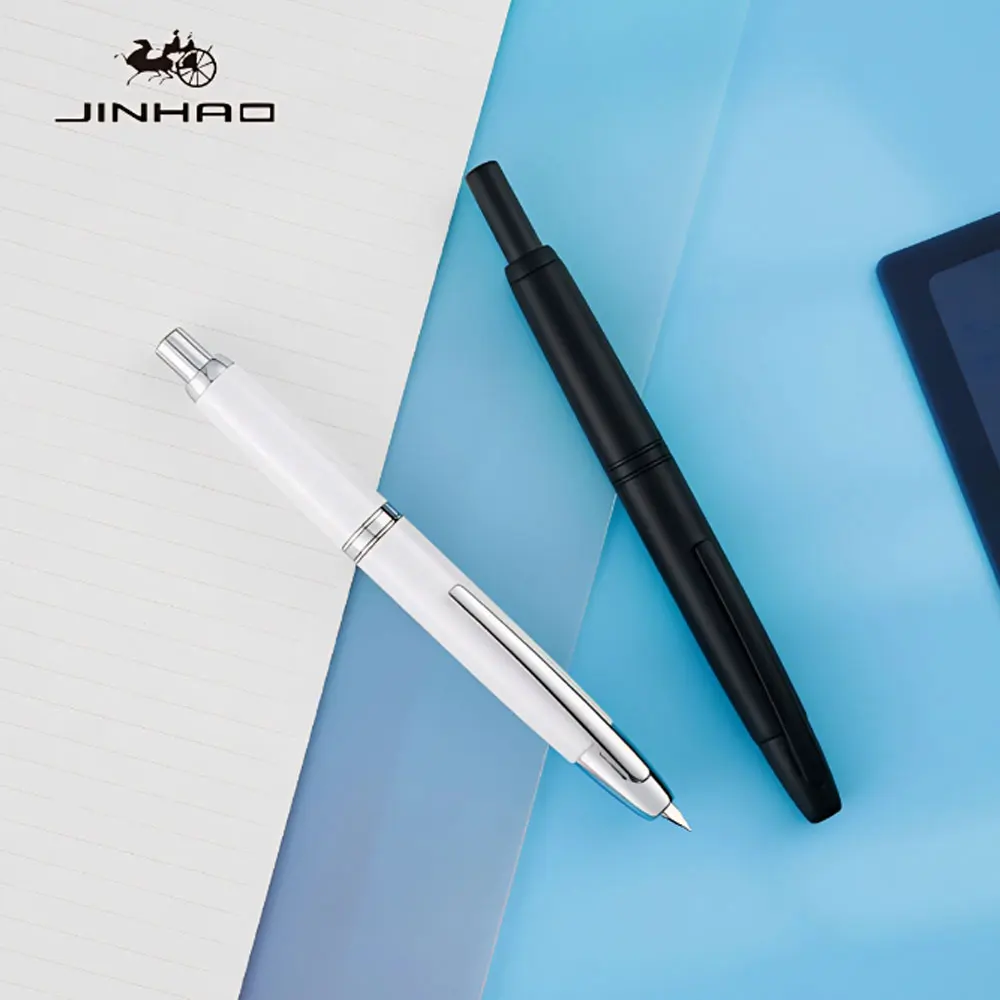 

Luxurious JINHAO 10 press Fountain Pens, 0.38 Extra Fine Nib Silver Clip Metal Ink Writing Pen for School Supplies Stationery
