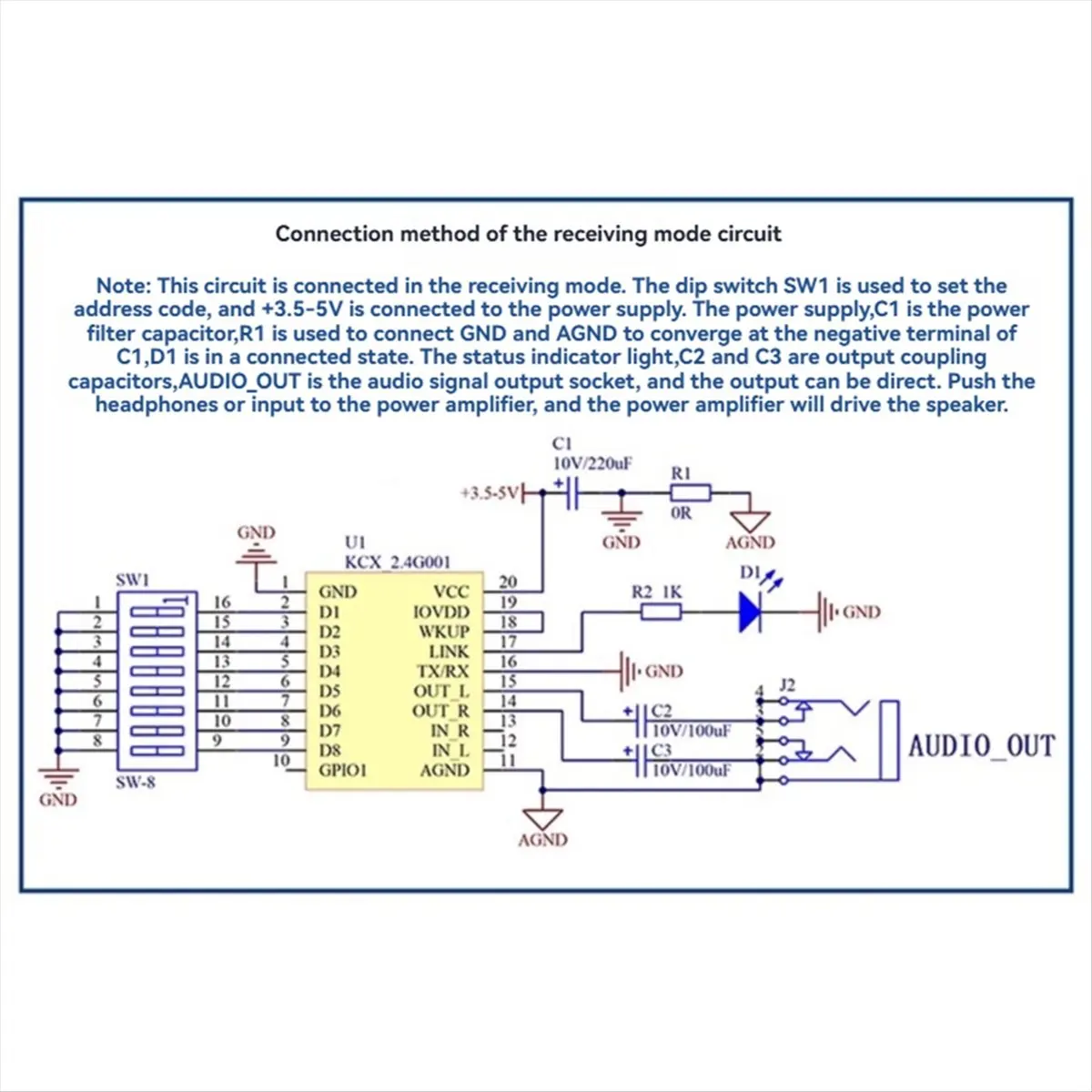 Audio Module 2.4G High Fidelity Wireless Stereo Module with Baseboard Evaluation Kit DIY Wireless Speaker Modification