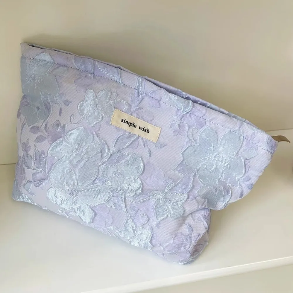 Portable Print Cosmetic Bag Floral Print Large Capacity Toiletry Pouch Makeup Bag Outdoor