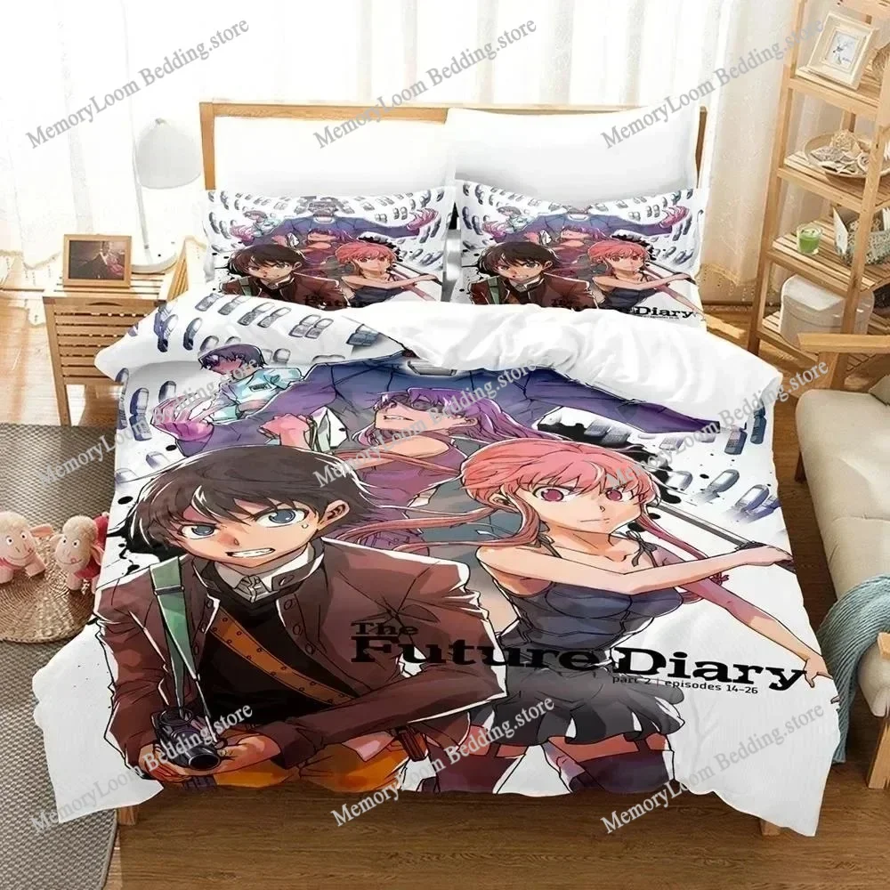 

Anime Bed Sheet Future Diaries Mirai Nikki Bedding Set Single Twin Full Queen King Size Bed Duvet Cover Set for Adult Kid