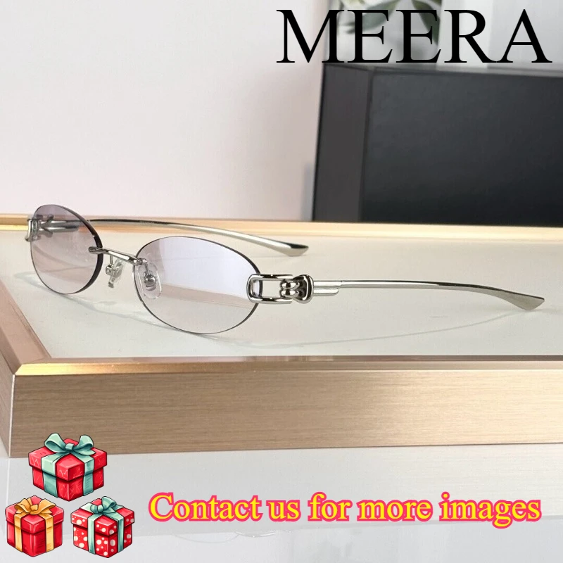 

Fashion Oval Frameless Sun Eyewear Women High Quality Thin Round Computer GM Glasses Frame Lightweight Optical Eyeglasses MUSUBI