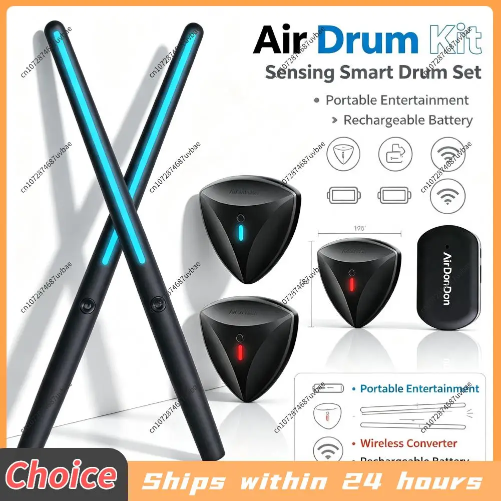 Portable Air Drum Set Air Drum Foot Sensor Realistic Effect Virtual Drum Sticks Electronic Drum Set for Beginners Professionals