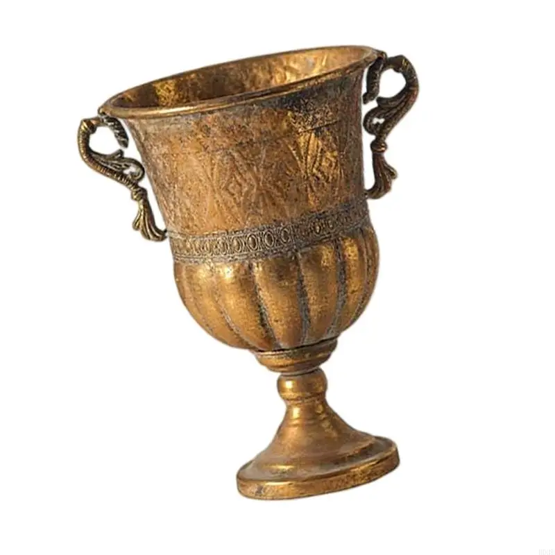 Metall-Urnen-Pflanzgefäß, Bronze, klassische antike Eisen-Pflanztöpfe, dekorative rustikale Blumentöpfe für Terrassen – Detail 10