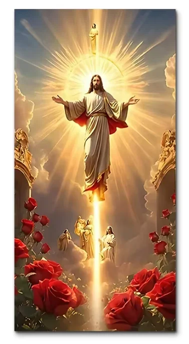 DIY Jesus Christ Diamond Painting Red Rose Golden Ray Cloud Mosaic Handmade Art Exquisite Creative Gift Home Decoration