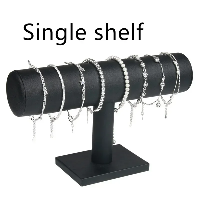1Pcs คุณภาพสูง Vintage PU หนัง/กำมะหยี่สร้อยข้อมือนาฬิกาเครื่องประดับ T-Bar Rack Organizer Hard จอแสดงผล stand Holder