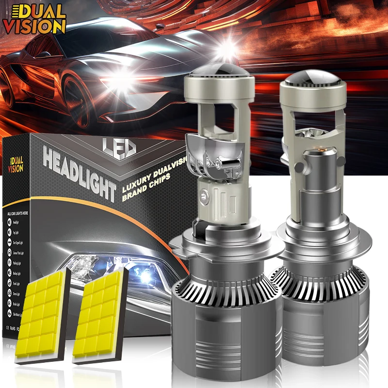 

Dualvision H4 Мини-проектор H7 Светодиодные автомобильные фары H11 H8 H9 9005 9006 HB3 HB4 Противотуманные фары 6000K Canbus без ошибок Турболампы