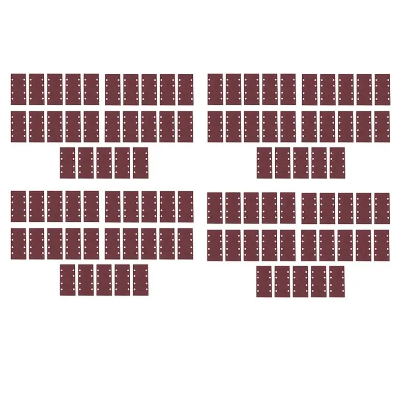 ABUL-100 Pcs Sanding Pads,Sanding Paper Hook And Loop Sand Sheet 93X185mm Punched 8 Holes Grits 40/60/80/120