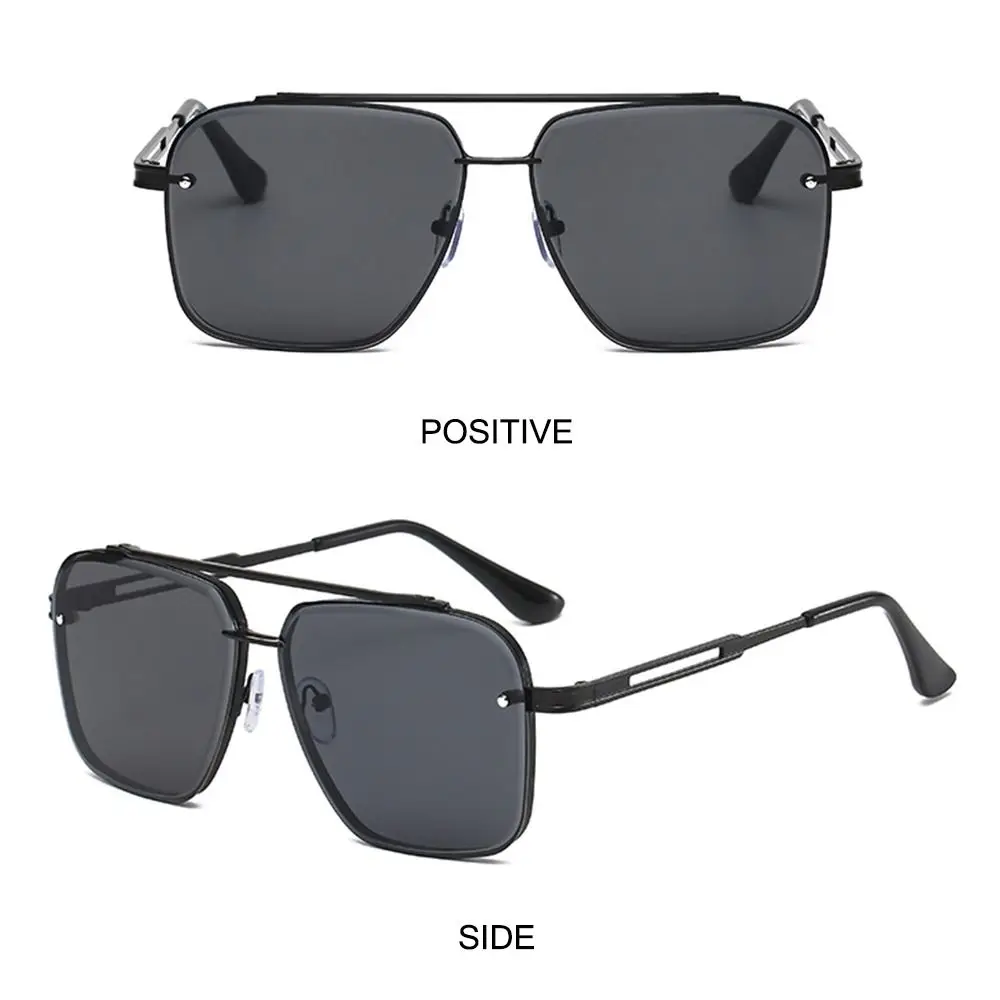 Trendy Big Metal Frame Gradient Sunglasses Classic Driving Traveling Shades UV400 Protection Eyewear for Women & Men