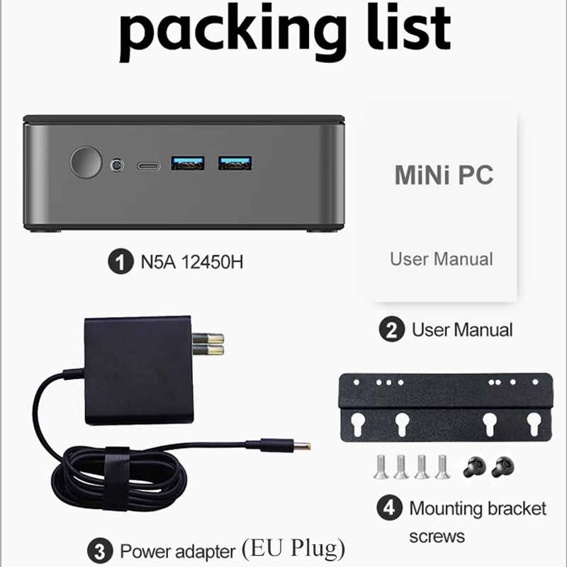 MicroData Mini PC N5A 8-Core 12-thread Intel i5 12450H Windows 11 Pro DDR5 4800 هرتز، 16 جيجا 518 جيجابايت/1 تيرابايت، 1*M.2 (NVME SSD، 2280) WIFI5+BT4.2 #6