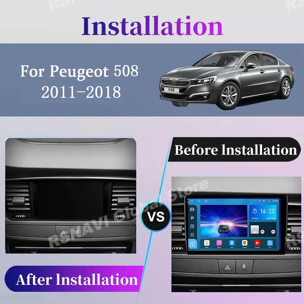 Car Radio Android 14 For Peugeot 508 2011 - 2018 GPS Carplay Multimedia Player Navigation Stereo Auto DSP BT Head Unit Audio 5G