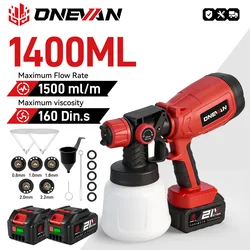 ONEVAN 1400ML Cordless Electric Spray Gun Powerful HVLP Paint Sprayer Furniture Steel Coating Airbrush For Makita Battery Pin