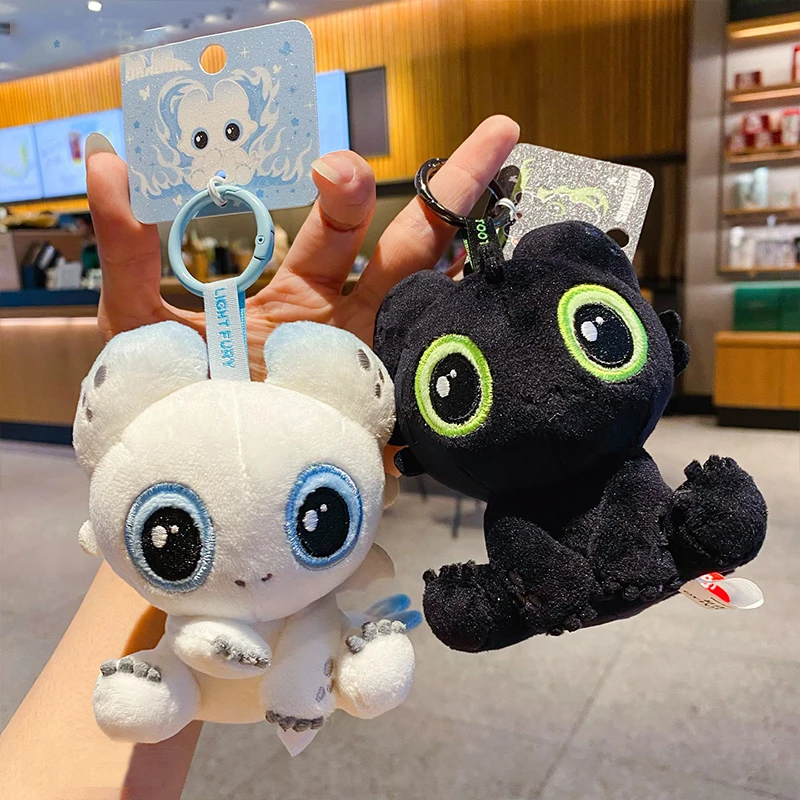 귀여운 흑백 날아다니는 용 플러시 인형 백팩 펜던트 만화 애니메이션 봉제 인형 키체인 어린이 생일 선물