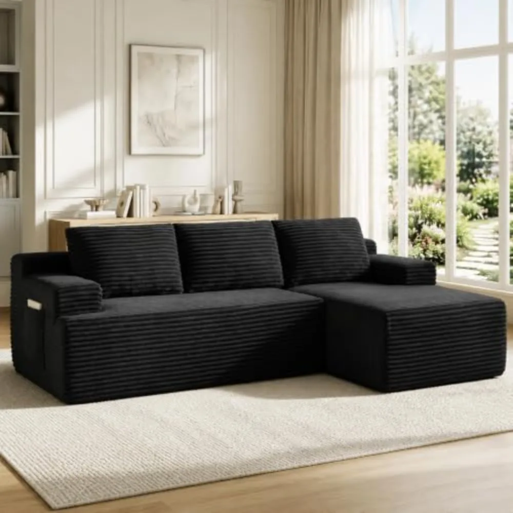 Boneless Couch Comfy Sectional Couches for Living Room,U Shaped Modular Cloud Couch Sofa, Minimalist Modular Sectional