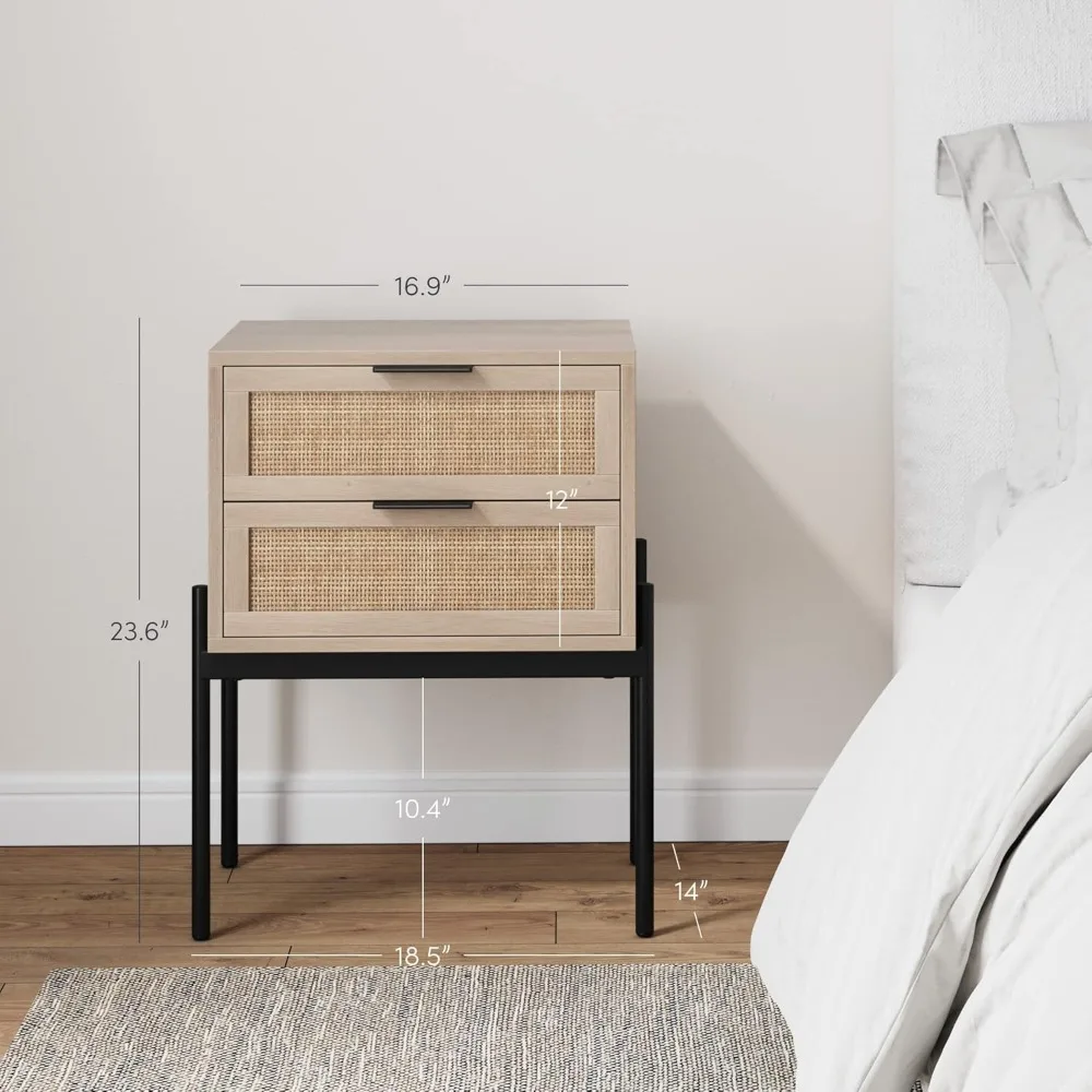 Nightstand, Accent Bedside End Side Table with Storage Drawer, and Mid-Century Modern Legs for Living Room or Bedroom