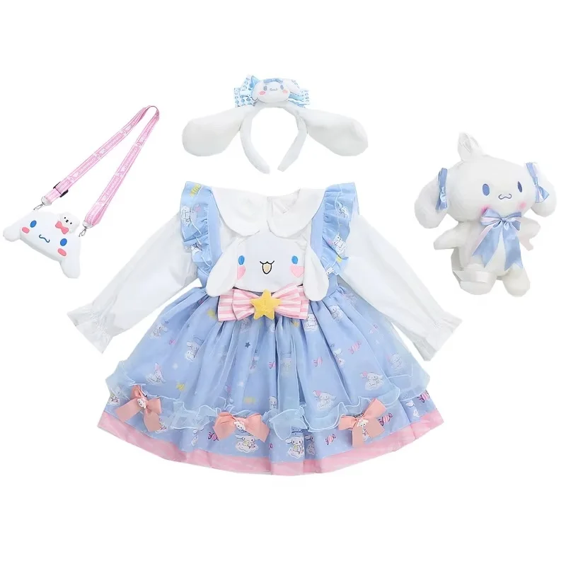 2024 novo personagem sanrio periférico melodia cinnamoroll vestido menina vestido de princesa terno vestido de halloween kawaii presente da menina