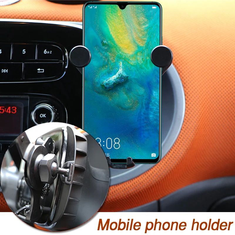 Car Interior Mobile Phone Holder Radio Navigation Screen Air Outlet Support Gravity Bracket For Smart 450 451 453 Fortwo Forfour