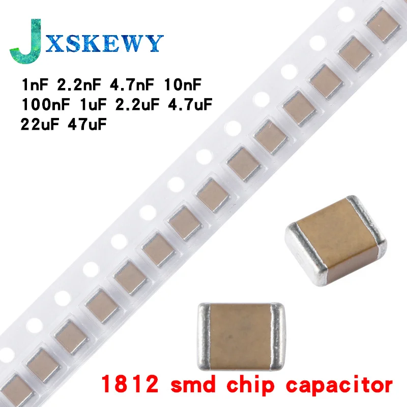 

50pcs 1812 smd chip capacitor 1nF 2.2nF 4.7nF 10nF 100nF 1uF 2.2uF 4.7uF 22uF 47UF 2KV 50V 100V 25V 630V X5R