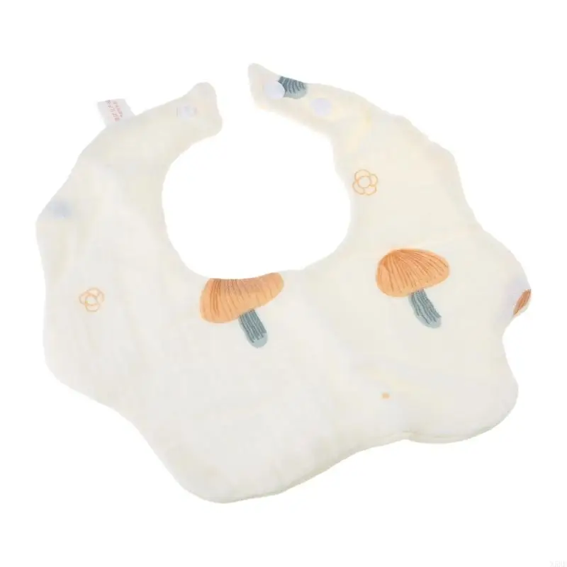 X5XE Reversible Baby Bibs Cotton Burp Cloth Neck Scarf Soft Drooling Bib for Eating