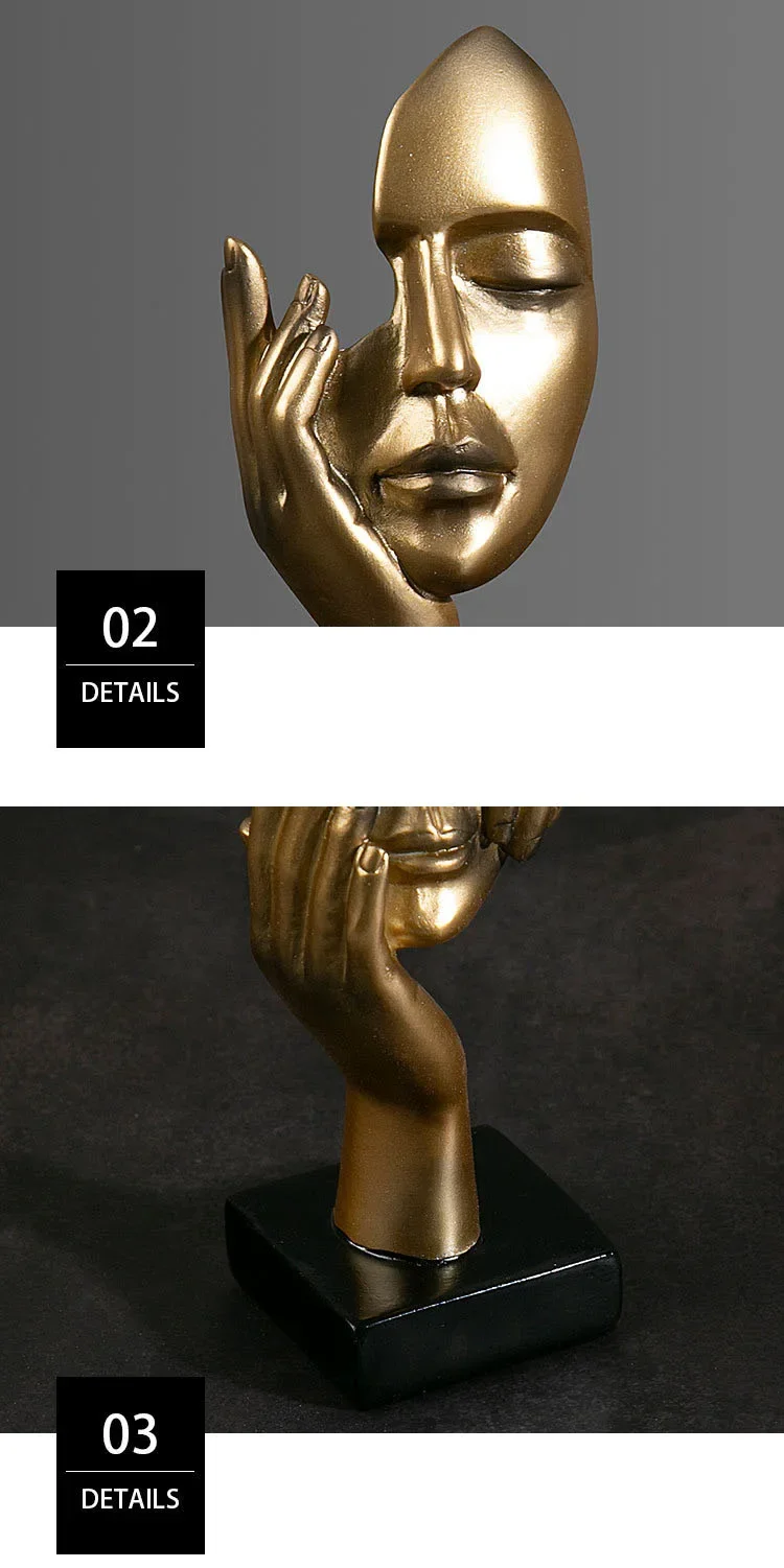 Abstrakte Maskenstatuen aus Kunstharz, europäische Miniaturfiguren für den Innenbereich, Zuhause, Büro, Arbeitszimmer, Desktop-Figur, Ornament, Dekor, Geschenk – Detail 7