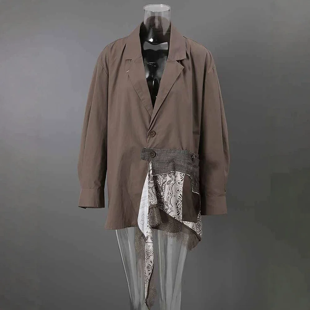 SuperAen American-style Design Fashion Suit Jackets 2026 Spring New Asymmetrical Flower Ribbon Patchwork Loose Coats