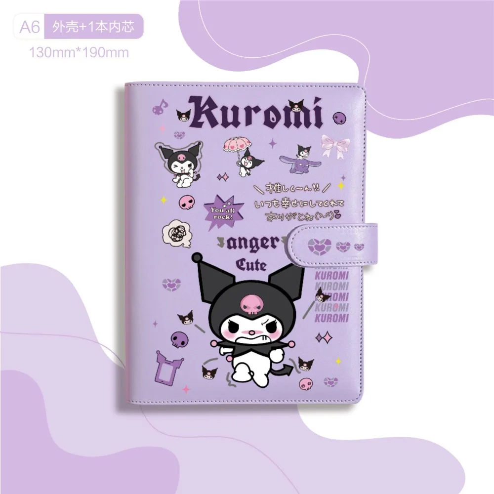 Loose-leaf Sanrio Hello Kitty Kuromi Stitch EVA Cute Cartoon Notepad Notebook Girls Handbook Student Diary Anime Holiday Gift