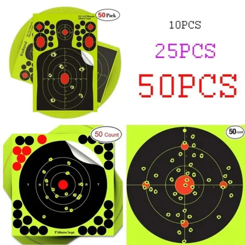 10/25/50pcs Self Adhesive Shooting Target Paster Reactivity Aim Hunt Shooting Papers Stickers Training Hunting Accessories