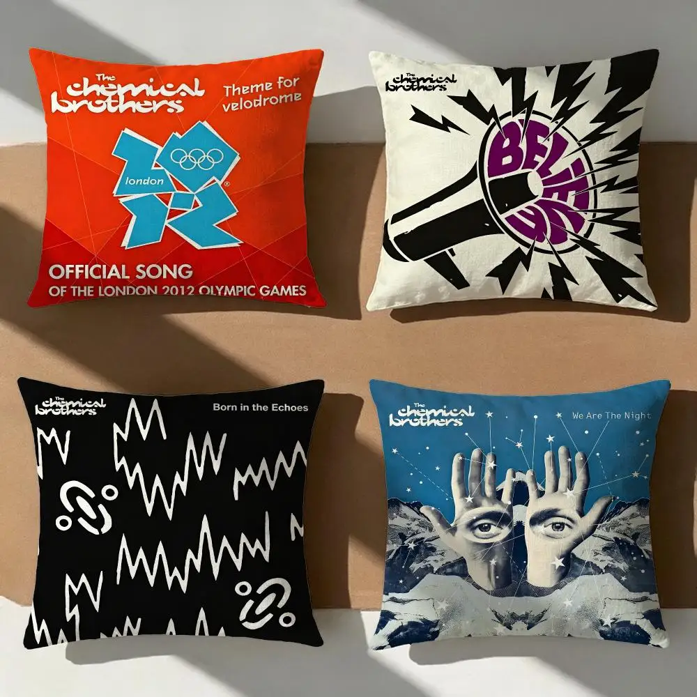 Band chemical brothers Cushion Cover Pillow Cover Nordic Minimalist Throw DoubleSided Print Cushion Case for Sofa Bedroom Decor