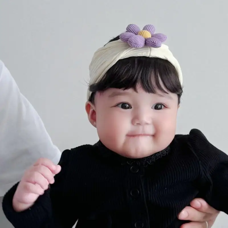 

R66D Baby Girls Bangs Headband Flower Decor Hairband Hair Accessory for Cosplay Parties Comfortable Photoshoots Props
