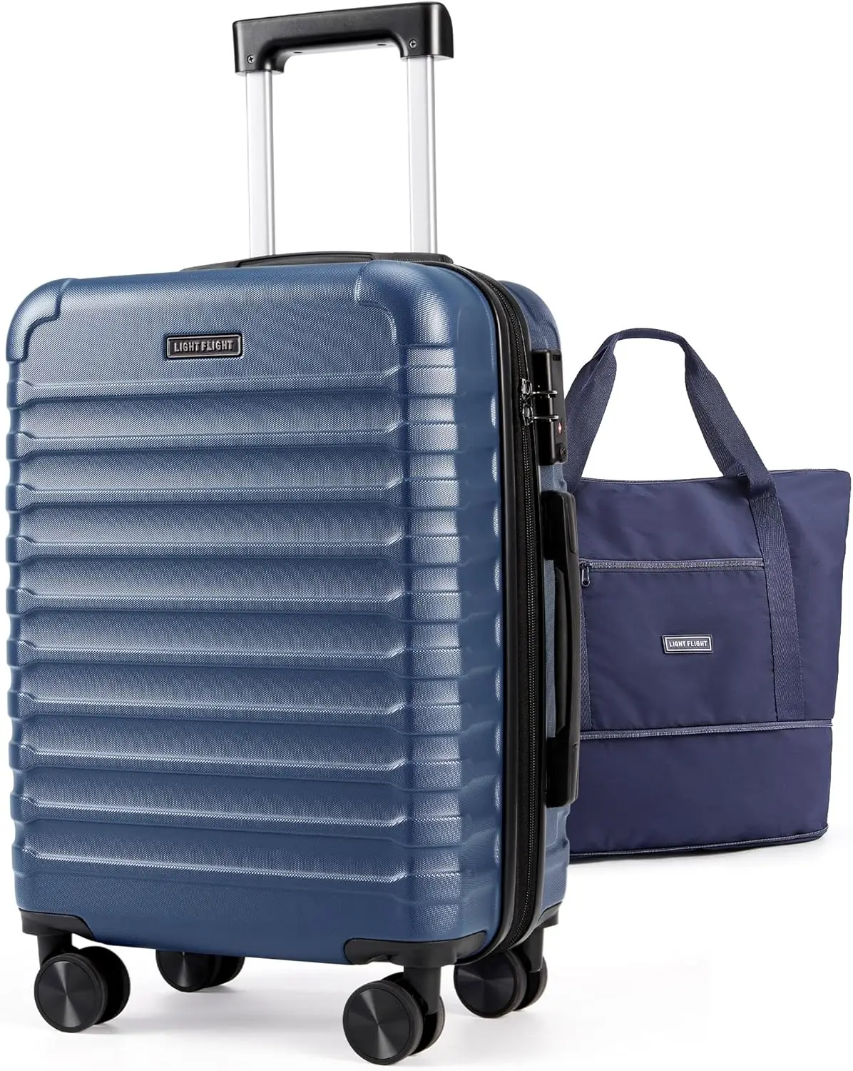 

Carry On Luggage Set with Spinner Wheels, 22x14x9 Expandable Hardside Suitcase and Duffle Bag, Lightweight Rolling Travel Bag