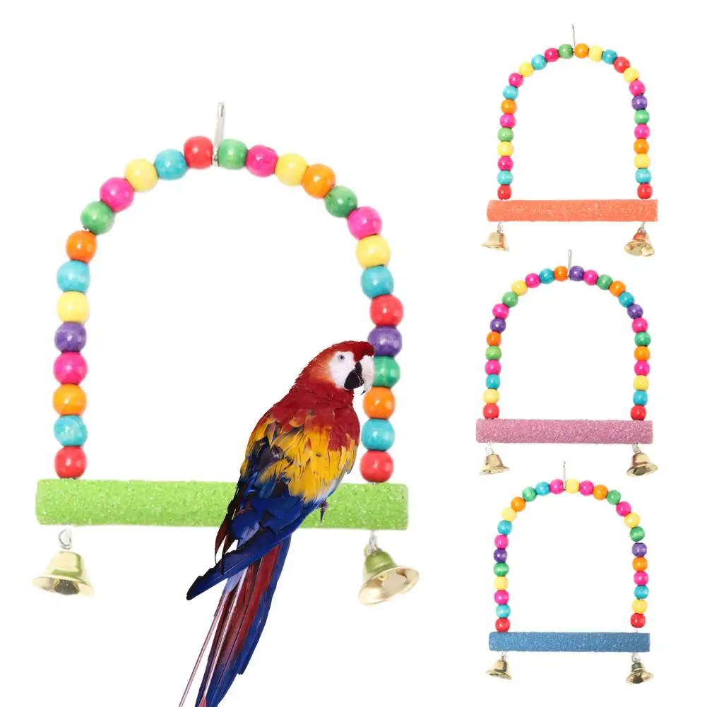 Natural Wooden Parrots Swing Toy Grinding Claw Strong Hardness Stand Supplies For Parakeet Birds Perch Hanging Swings Cage With