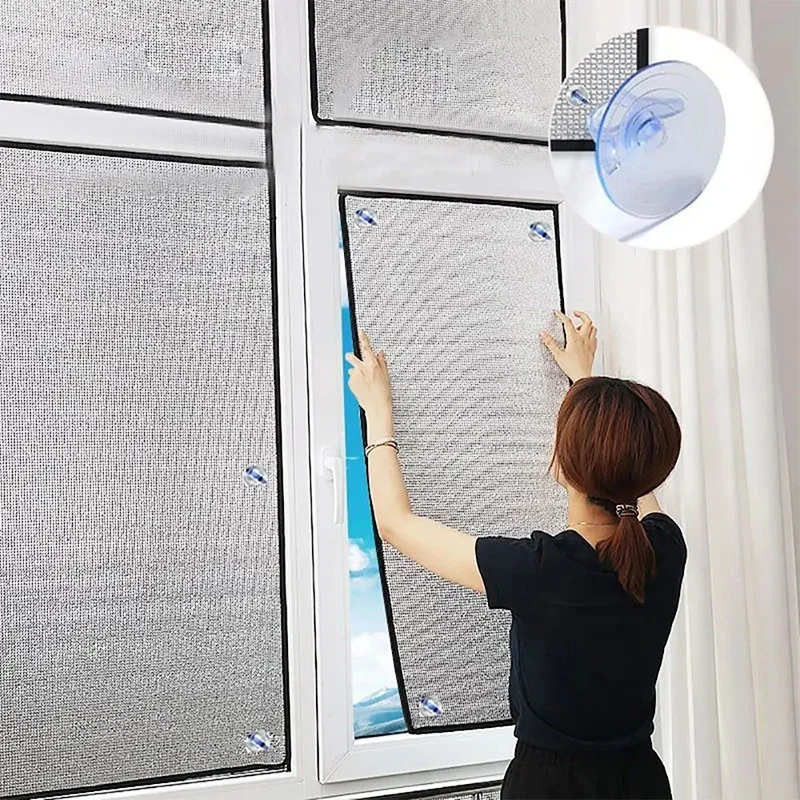 Aluminum Foil Window Sun Shade Insulation Film Light Block Glass Cover With Suction Cups Thickened Waterproof Balcony Anti-UV