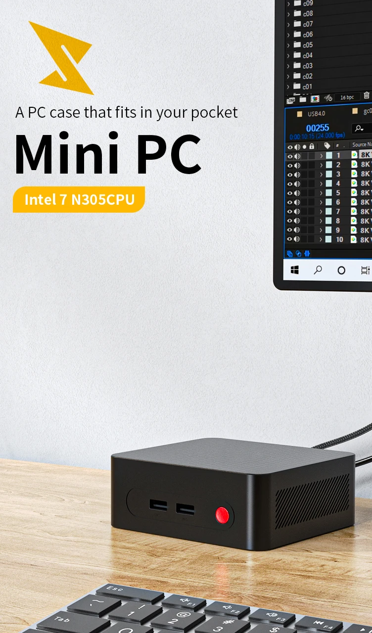 N305 N100 DDR4 Mini PC Intel N200 Soft Router Type-C RJ45 LAN Mirco Desktop Computer Windows11 HTPC 2*HD TV BOX