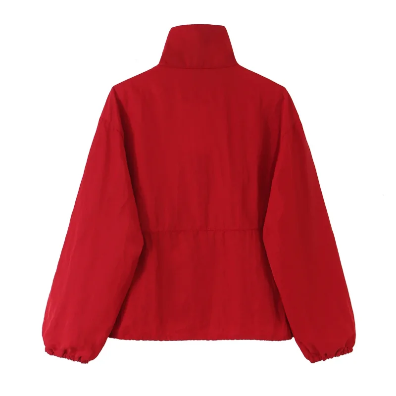 Street-Chic Rote Rollkragen-Reißverschlussjacken Herbst Lässige Langarm-Marken-Oberbekleidung Modische Mäntel für Damen Oberteile 2026 – Detail 2