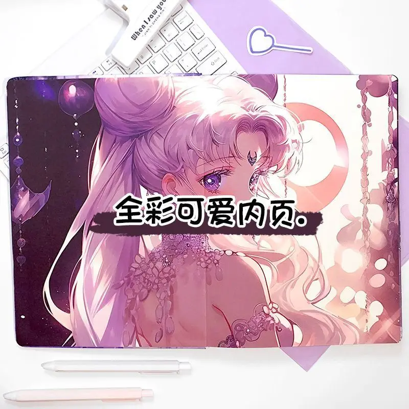 Sailor Moon 16K Notebook Nuovo PU Pelle Pagina a colori Notebook Studente Cartoon Animazione Modello Tsukino Usagi Libro dei conti a mano
