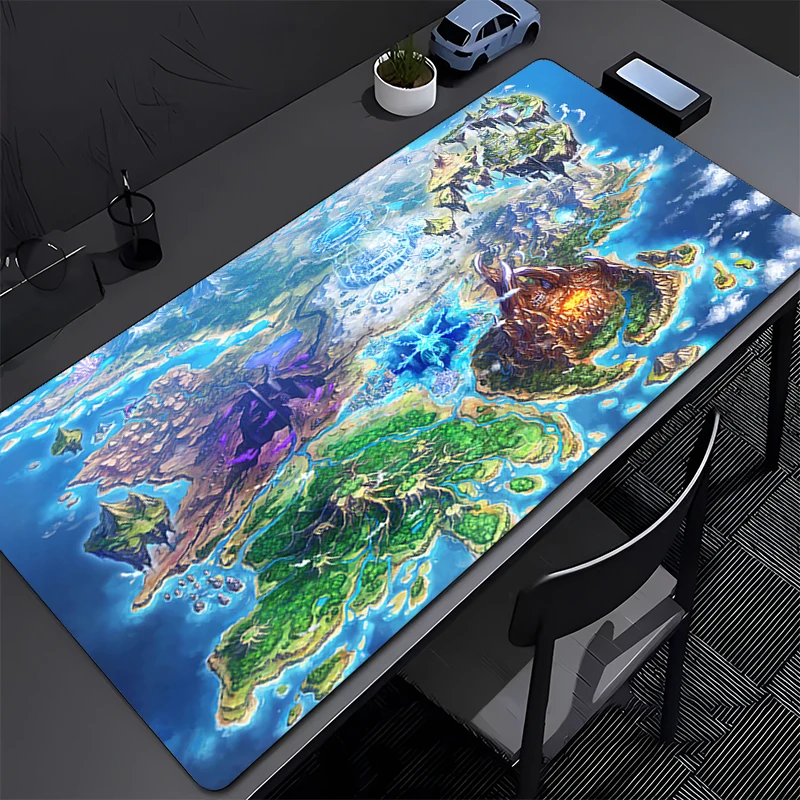 Mouse Pad PC Gamer Cabinet Mousepad Laptop Game World Map And Terrain Keyboard Pad Cartoon Anime Clouds Extended Desk Mouse Mat