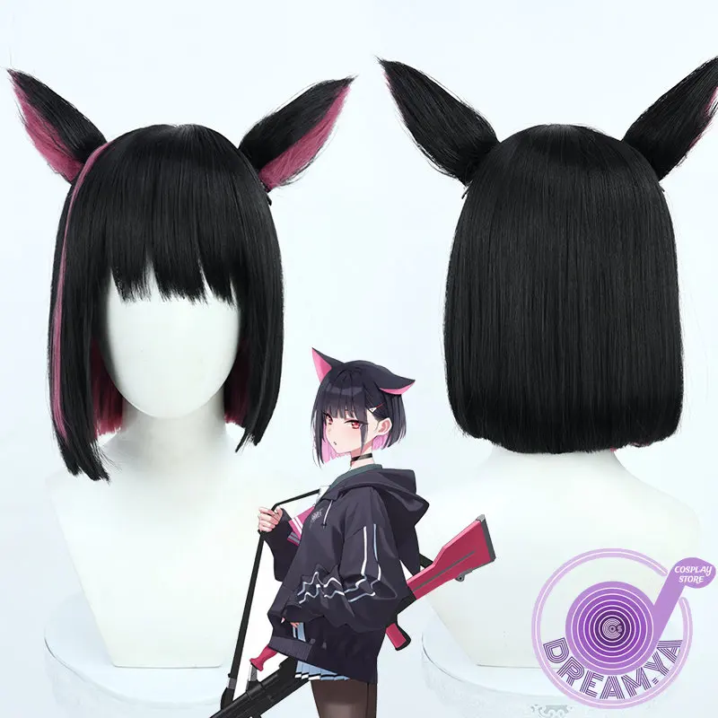 Парик для косплея Kyouyama Kazusa, синий архив, черный, розовый, короткие термостойкие синтетические волосы, ролевая игра, вечеринка на Хэллоуин + шапочка для парика