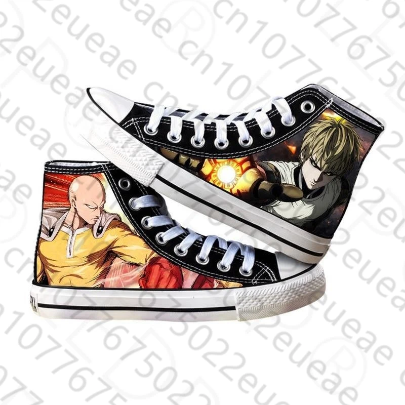 Unisex Anime One PUNCH-Man Saitama Impressão High Top Canvas Shoes, Low Flat, Casual Duck Sneakers, Primavera, Novo