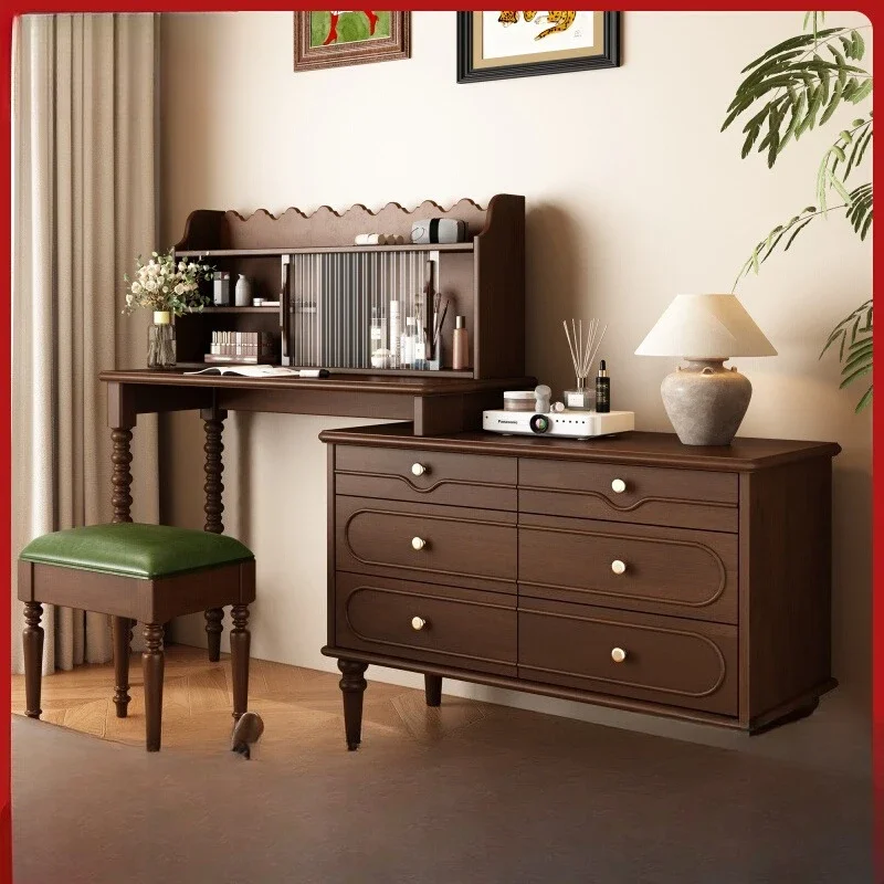 

French retro solid wood dresser American medieval bedroom makeup table