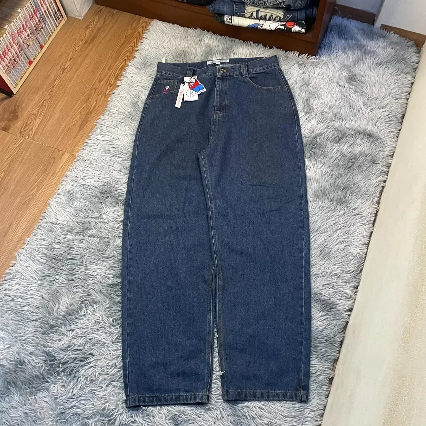 Denim Y2K pantaloni Jeans larghi ricamo cartone animato coppia pantaloni da donna Street Wear Jeans Arctic Big Boy abbigliamento retrò Hip Hop