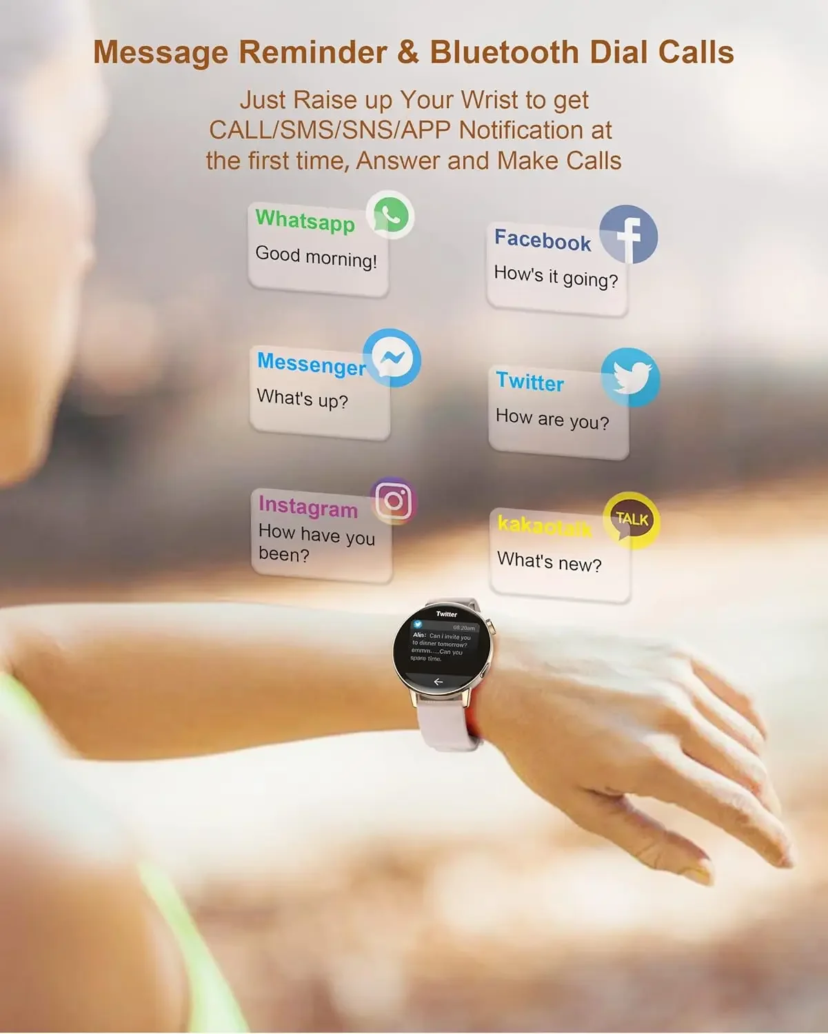 โทรศัพท์บลูทูธ1.32นิ้วสำหรับผู้หญิงสมาร์ทวอท์ชอัตราการเต้นของหัวใจและความดันโลหิตตรวจจับการออกกำลังกายเหมาะสำหรับ Apple แอนดรอยด์