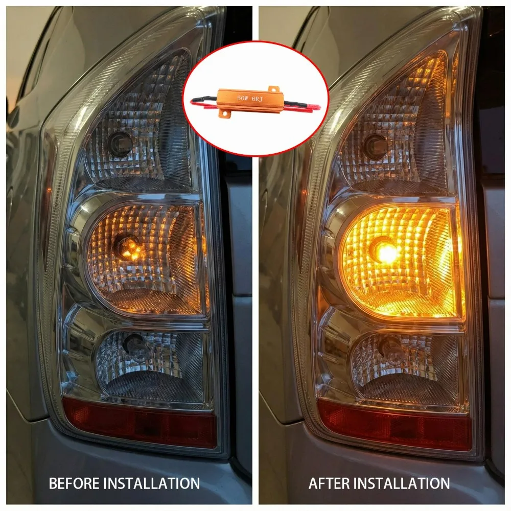 Car LED Decoder 50W 6RJ Load Resistor Turn Signal Lamp Hyper Flash Fix Warning Canceller Error Code Adapter Metal Copper Wire