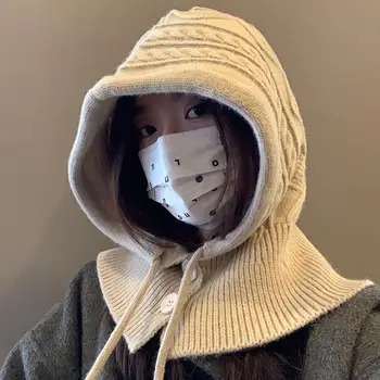 겨울 패션 니트 발라크라바 모자 후드 모자 여성 목 커버 발라크라바 비니 모자 한국 트렌드 Y2K 울 풀오버 모자
