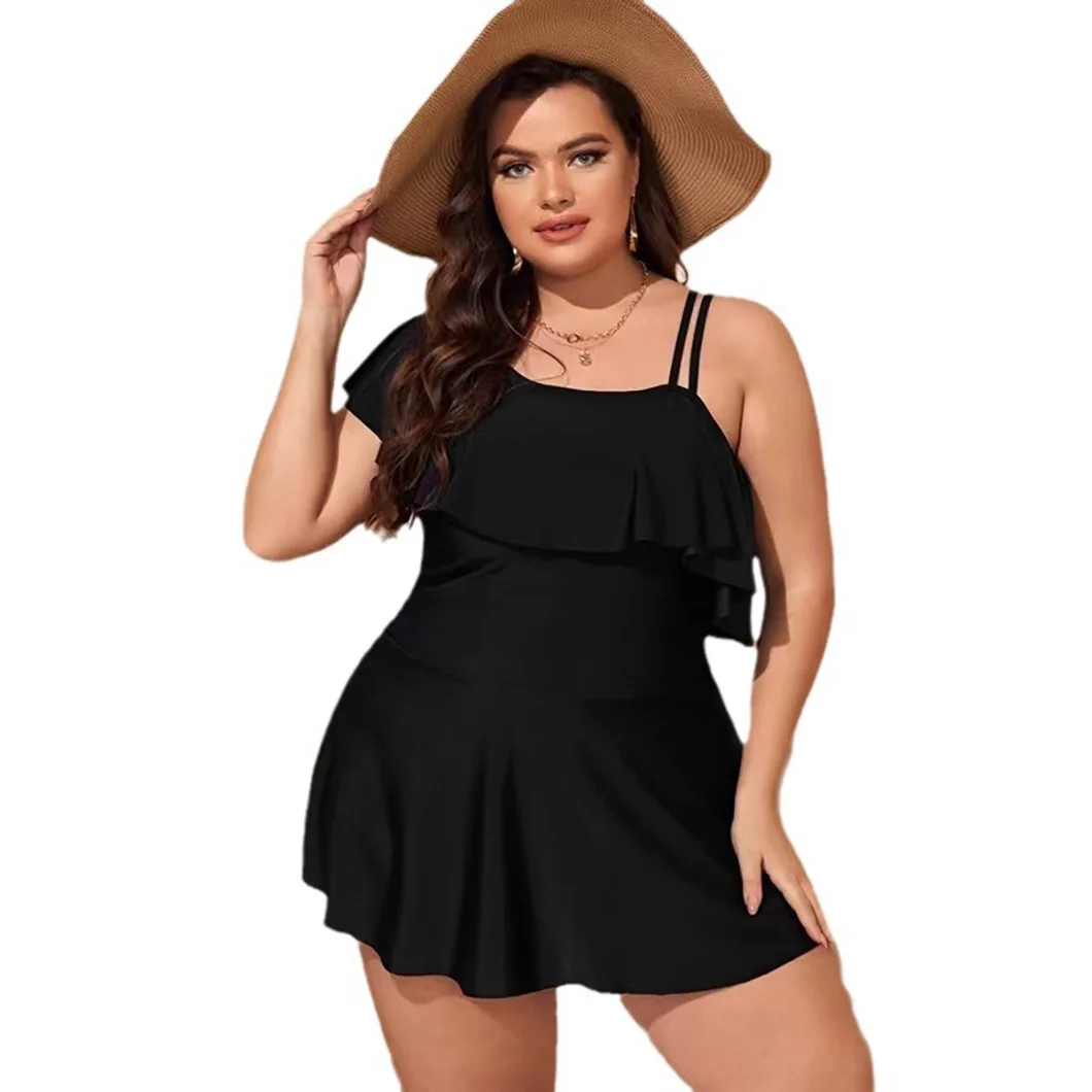 Sexy asymmetrical shoulder swimsuits fashionable ruffled slim-fitting one-piece swimsuits summer plus-size bikini swimsuits