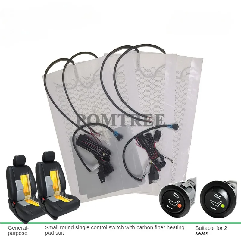 New Universal Built-In Car Seat Heater 12V Alloy Wire Heating Heat Pads 2-Level Dual Round Control Switch System With Harness