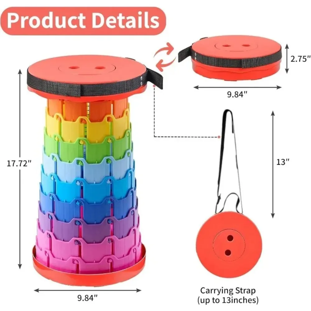 Folding Stool Outdoor Portable Chair Retractable Adjustable Bench Camping, Fishing Multi-scene Applicable