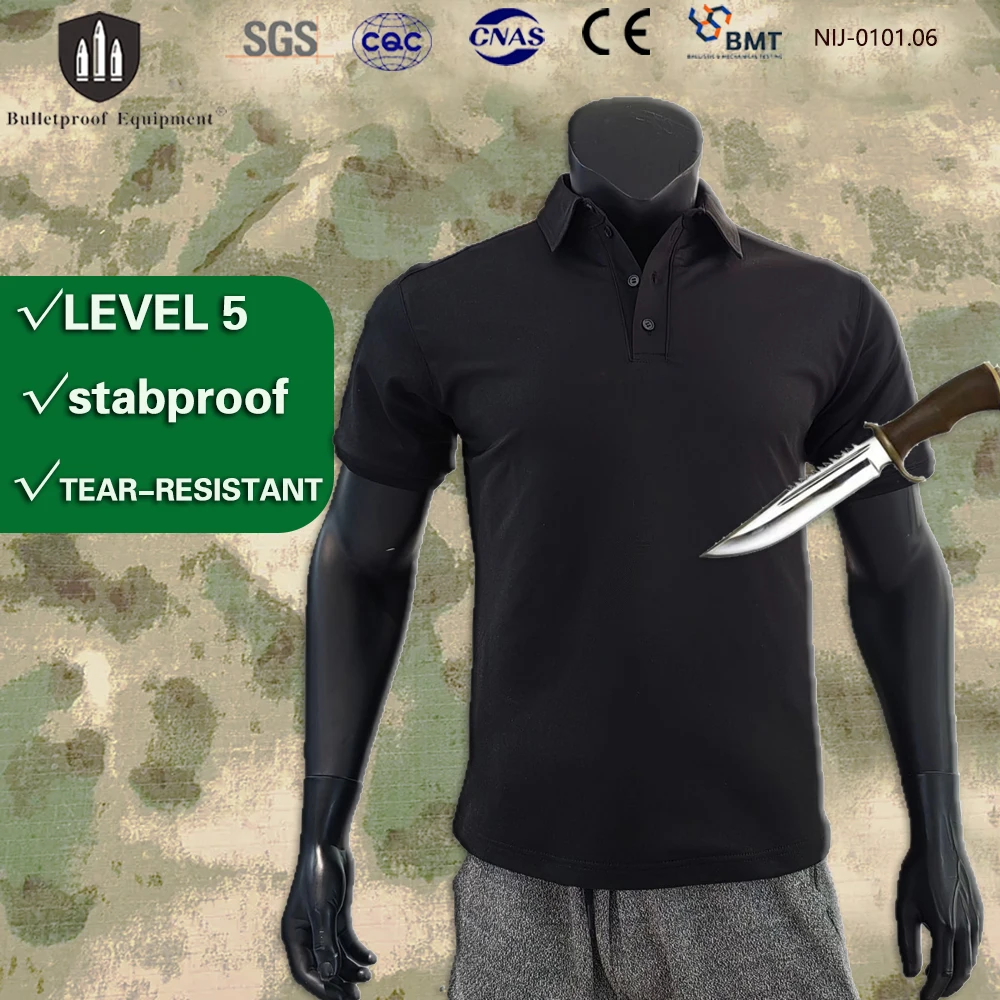 SGS Level 5 A6 Self-defense Soft Stab Proof Business Polo Shirt Concealable Anti-striking Vest Tactical Survival Protection