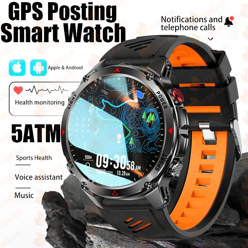 

ChiBear на открытом воздухе военные GPS спортивные умные часы для мужчин RIDE Run GPS трекер для плавания 3ATM компас альтиметр фитнес-трекер умные часы