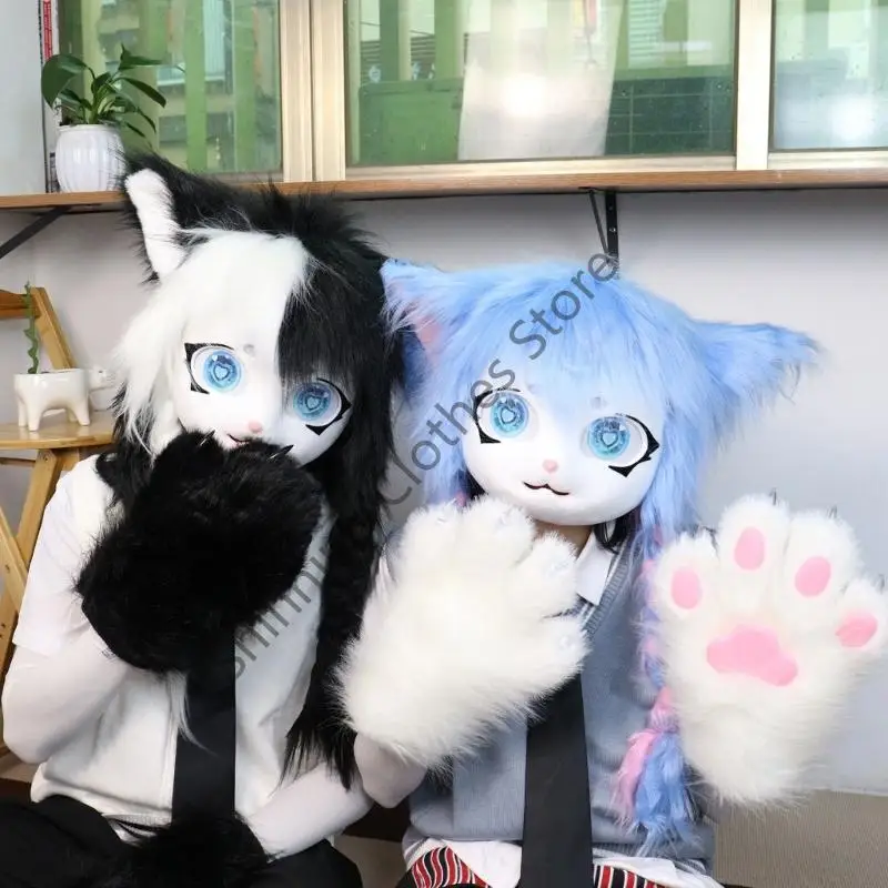 M68A Katzen-Fursuit-Maske Anime-Stil für Erwachsene für Halloween und Weihnachtsfeiern