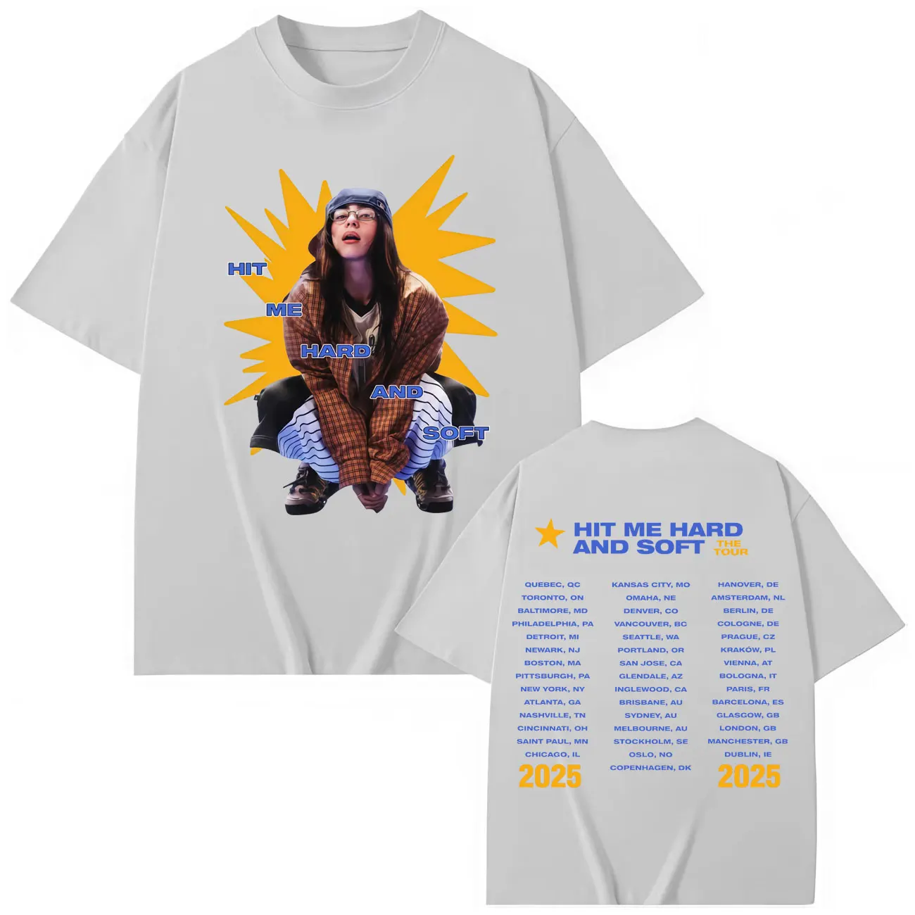 ضربني جولة الصلبة والناعمة 2024-2025 تي شيرت الرجال النساء موضة الهيب هوب تي شيرت القطن فضفاض مريح قصيرة الأكمام تي شيرت المشجعين هدية