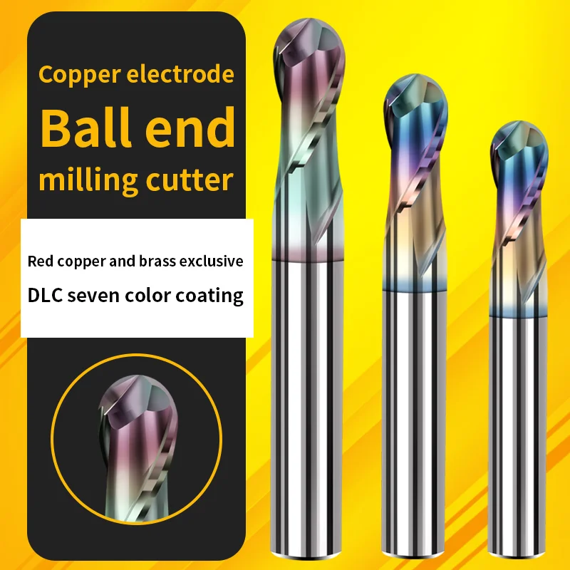 Copper electrode 65 degree copper aluminum special milling cutter high gloss mirror electrode tungsten steel ball end milling cu